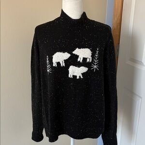 LOFT Black and White Turtleneck Sweater